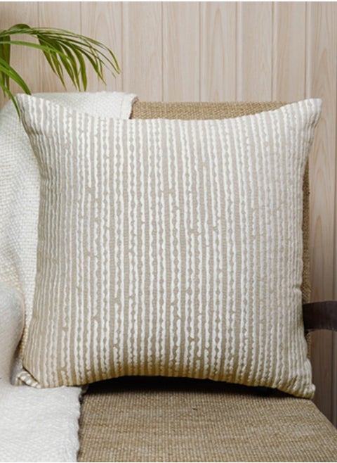 Stylish Ivory Stripes Embroidered Decorative Cushion with Simply Graceful Collection