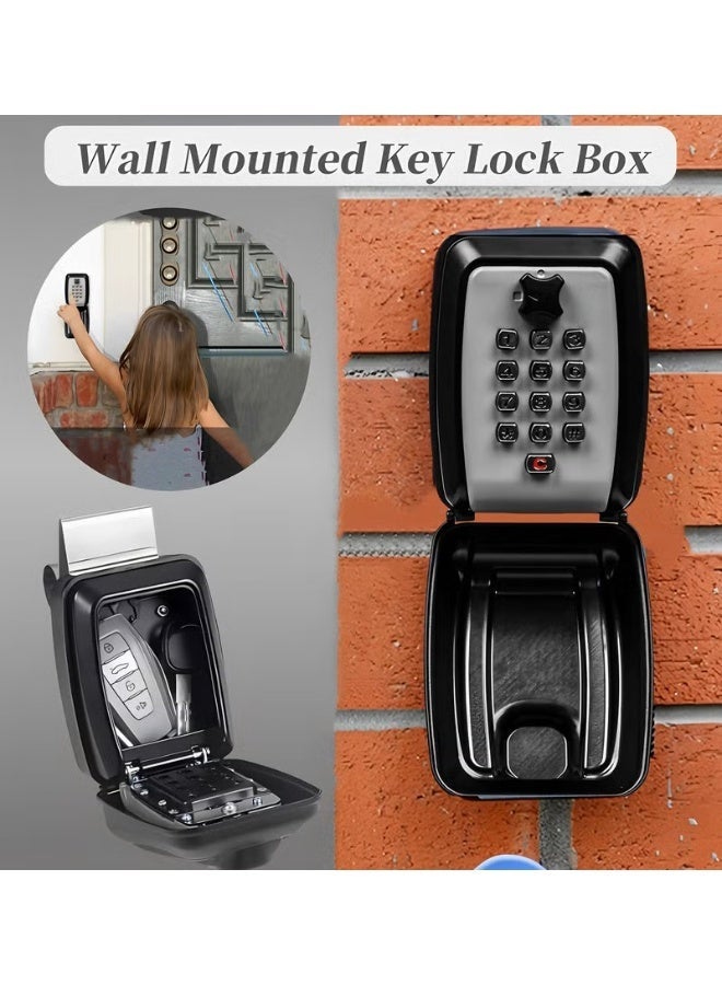 Car Window Key Safe Updated Key Lock Box Outdoor Key Safe Wall Mounted Police Approved with Resettable 12 Digit Code and Weatherproof Cover Key Lock for Car Rental Home Office - Image 1