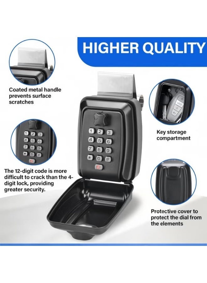 Car Window Key Safe Updated Key Lock Box Outdoor Key Safe Wall Mounted Police Approved with Resettable 12 Digit Code and Weatherproof Cover Key Lock for Car Rental Home Office - Image 5