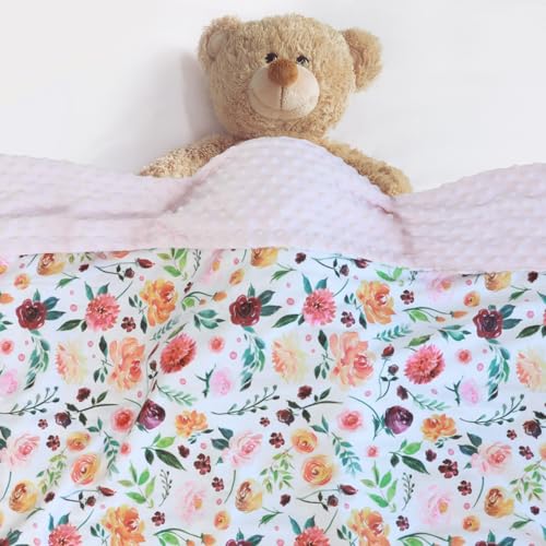 BORITAR Baby Blanket for Girls Super Soft Double Layer Minky with Dotted Backing, Receiving Blanket with Elegant Floral Multicolor Printed Blanket 30 x 40 Inch(75x100cm) - Image 2