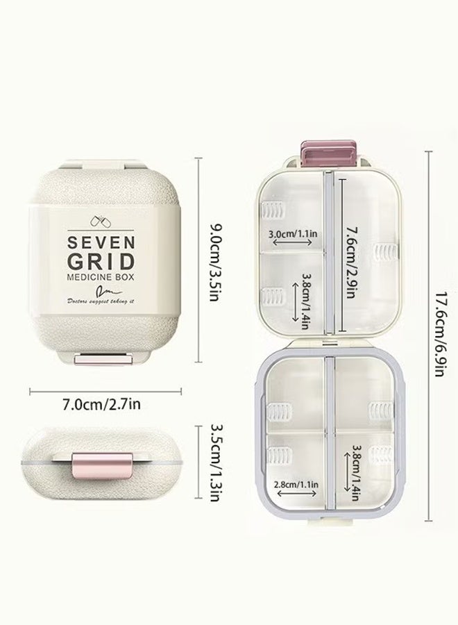 منظم حبوب منع الحمل الصغيرة ، تخزين حبوب منع الحمل المحمولة ، حاوية حبوب منع الحمل لجيب 7 المقصورات ، حامل الطب السفر المدمج اليومي - Image 2