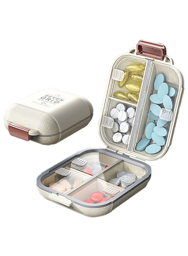 منظم حبوب منع الحمل الصغيرة ، تخزين حبوب منع الحمل المحمولة ، حاوية حبوب منع الحمل لجيب 7 المقصورات ، حامل الطب السفر المدمج اليومي - Image 1