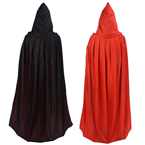 Gardeningwill Double Face 47" Red Black Hooded Halloween Easter Christmas Cloak Goth Vampire Priate Costume Cape - Image 1