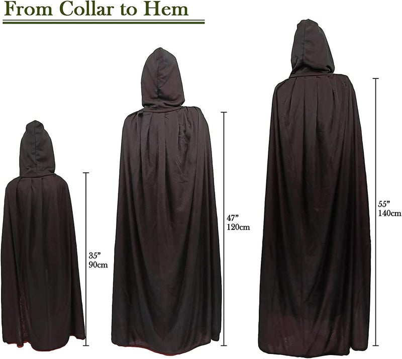 Gardeningwill Double Face 47" Red Black Hooded Halloween Easter Christmas Cloak Goth Vampire Priate Costume Cape - Image 4