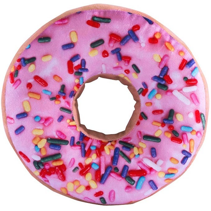 ROUND THROW PILLOW 14 INCH PINK DONUT 3D DIGITAL PRINT DECORATIVE COMFORTABLE SOFT PLUSH FUNNY FOOD SHAPED PILLOW LIGHT WEIGHT SEAT PAD CUSHION FOR COUCH CHAIR FLOOR SOFA