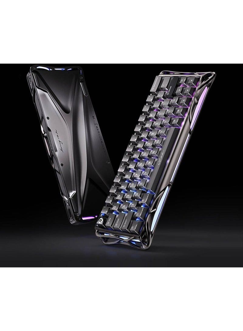 جرافا ستار لوحة مفاتيح الألعاب V60 Pro باللون الأسود بتقنية Hall Effect، تصميم مدمج 60%، مفاتيح مغناطيسية، تفعيل قابل للتعديل، وزر سريع، معدل استجابة 8000Hz، قابلة للتبديل الساخن، إطار من الألمنيوم، إضاءة خلفية RGB، لوحة مفاتيح ميكانيكية سلكية USB-C - Image 4
