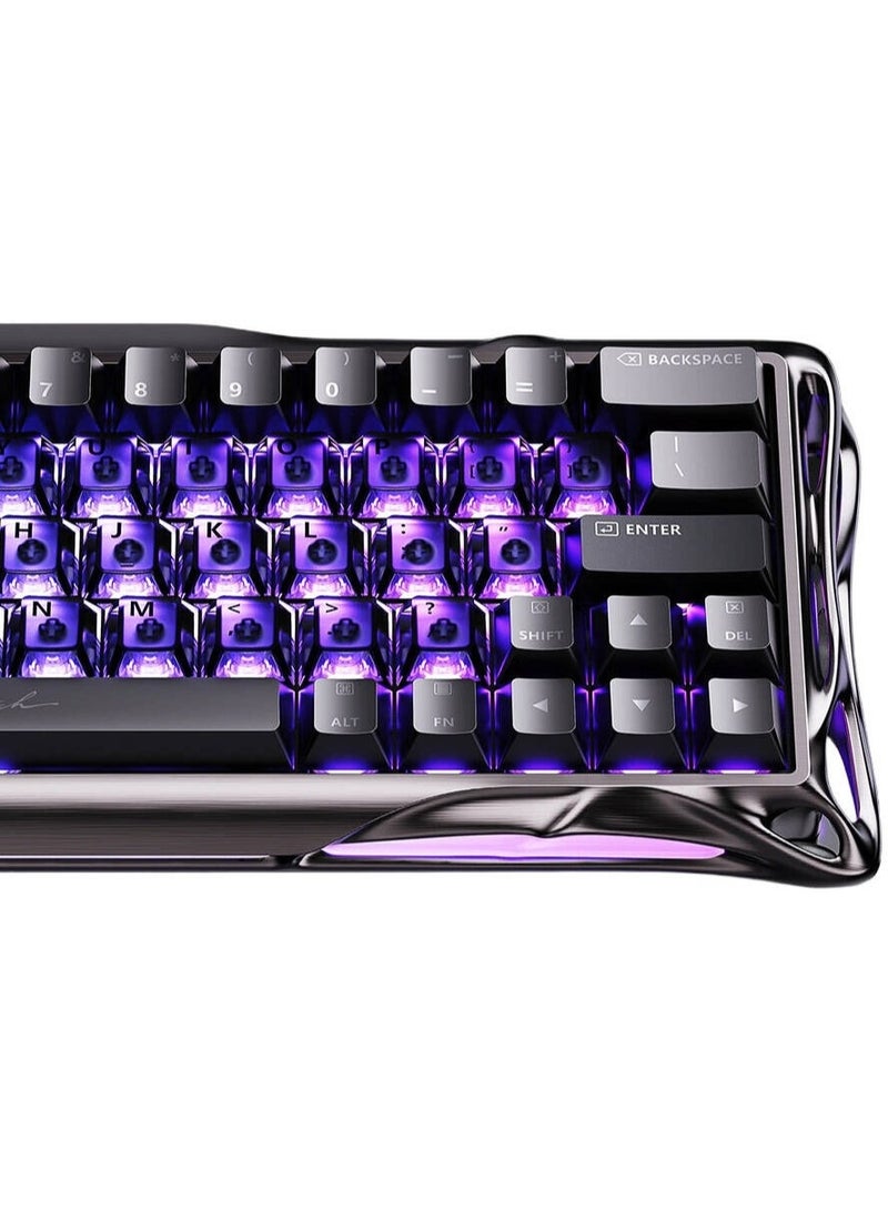 جرافا ستار لوحة مفاتيح الألعاب V60 Pro باللون الأسود بتقنية Hall Effect، تصميم مدمج 60%، مفاتيح مغناطيسية، تفعيل قابل للتعديل، وزر سريع، معدل استجابة 8000Hz، قابلة للتبديل الساخن، إطار من الألمنيوم، إضاءة خلفية RGB، لوحة مفاتيح ميكانيكية سلكية USB-C - Image 3