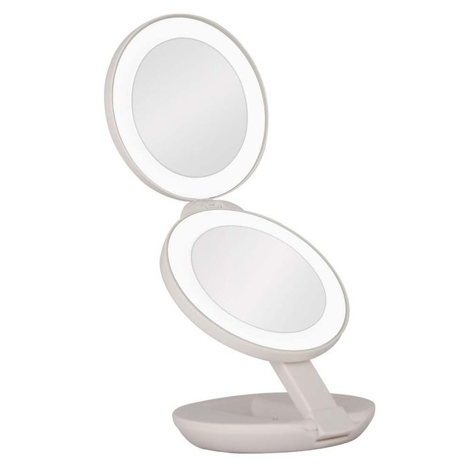 45 ROUND LED COMPACT MIRROR 10X1X TRAVEL MIRROR WITH LIGHTS AND MAGNIFICATION 3 AAA BATTERIES LED MAKEUP MIRROR