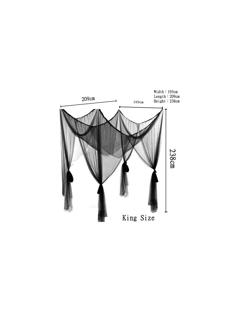 1-Piece Four Door King Size Bed Prevent Insect Mosquito Net,Outdoor Square Grace White Mosquito Net,4 Corners Post Bed Curtain Mosquito Net - Image 5