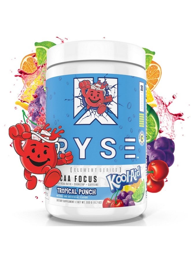 RYSE Up Supplements RYSE BCAA Focus Powder - Kool-Aid Tropical Punch - BCAA Supplement with Electrolytes, Natural Caffeine & Cognizin Supports for Hydration, Recovery, Energy, and Focus for Men & Women - 30 Servings - Image 1
