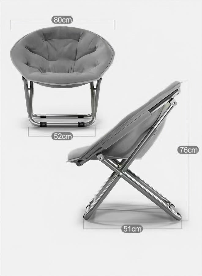 Generic Folding Reclining Chair  Lazy Sofa  Modern Upholstered Chair Portable Lounge Chair  Widened Seat Design Balcony Bedroom Chair Leisure Chair For Meditation Reading Tv Watching Gaming (Grey)  - Image 2