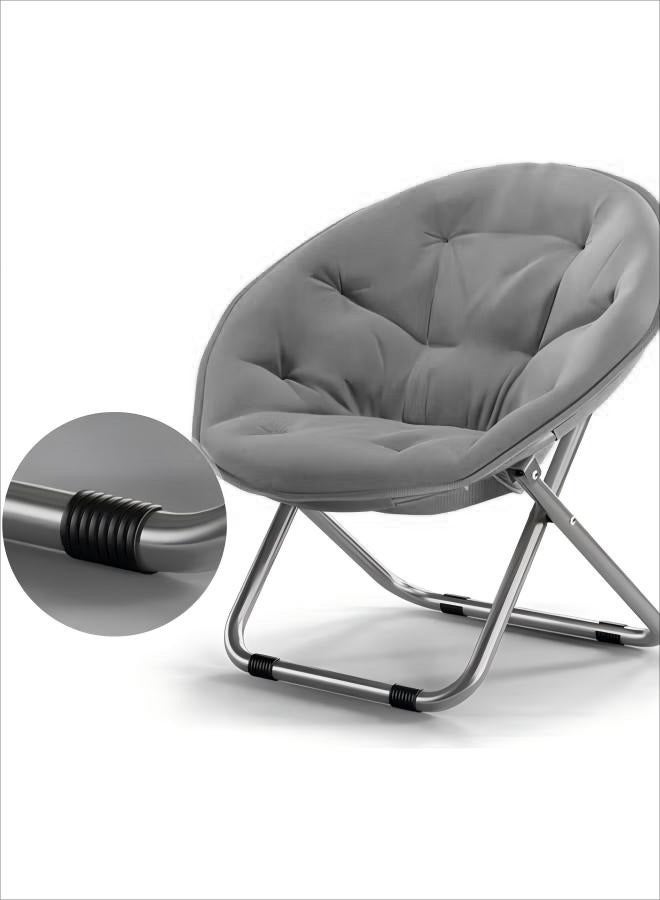 Generic Folding Reclining Chair  Lazy Sofa  Modern Upholstered Chair Portable Lounge Chair  Widened Seat Design Balcony Bedroom Chair Leisure Chair For Meditation Reading Tv Watching Gaming (Grey)  - Image 5