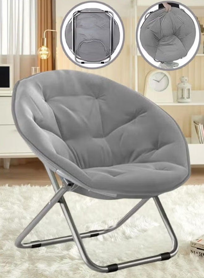 Generic Folding Reclining Chair  Lazy Sofa  Modern Upholstered Chair Portable Lounge Chair  Widened Seat Design Balcony Bedroom Chair Leisure Chair For Meditation Reading Tv Watching Gaming (Grey)  - Image 1