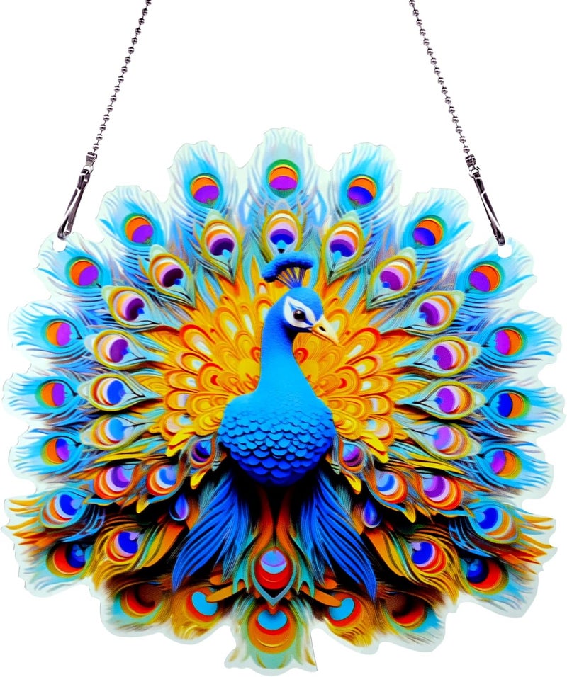 thmnj Peacock Ornaments Colorful Window Hanging Decorations Home Wall Decor for Bedroom Patio Indoor Outdoor - Image 1