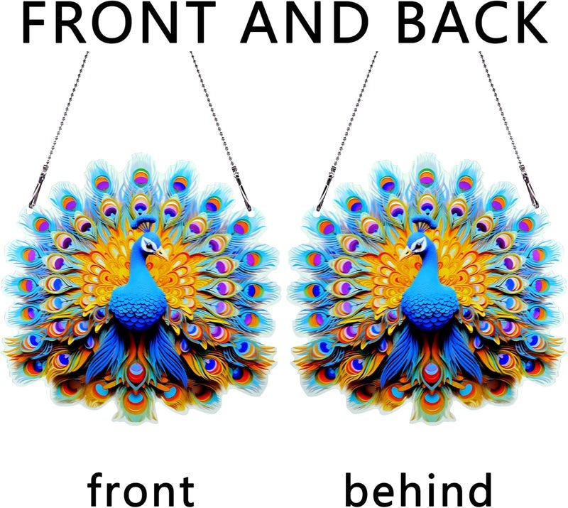 thmnj Peacock Ornaments Colorful Window Hanging Decorations Home Wall Decor for Bedroom Patio Indoor Outdoor - Image 4