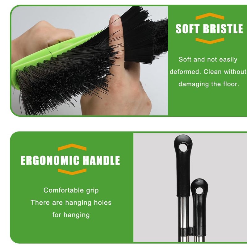 Dodifker Soft Bristles Green Angle Broom and Dustpan Set, Long Handle Household Indoor Broom with Dustpan Combo Set for Room Kitchen Lobby Office Hardwood Floor Sweeping Floor Cleaning - Image 3