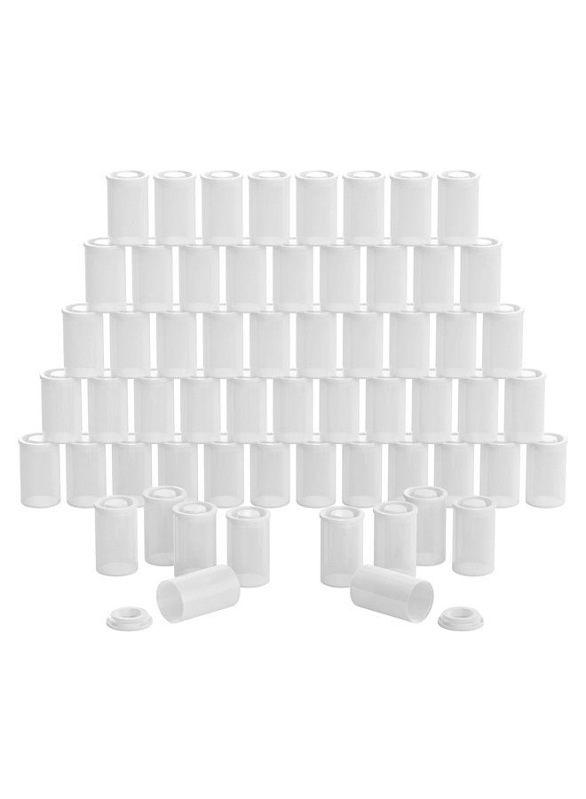 Houseables Film Canisters w/ Caps, 60 Pk, 35MM Empty Camera Reel Containers, for Rockets, White, 8 OZ, 2" H, 1" W, Plastic, Films Developing Processing Tube, Roll Case, Small Accessories, Storage  - Image 1