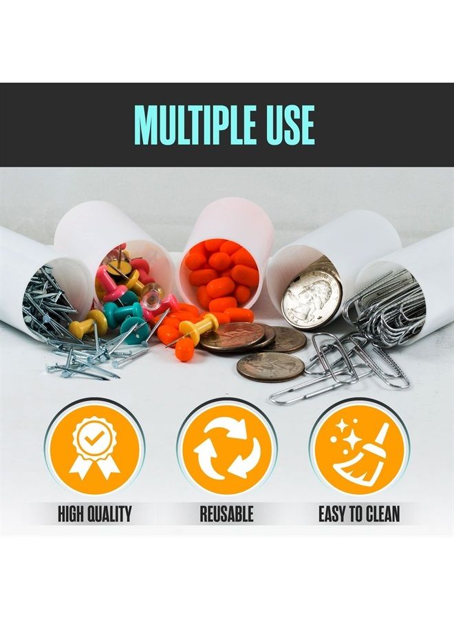 Houseables Film Canisters w/ Caps, 60 Pk, 35MM Empty Camera Reel Containers, for Rockets, White, 8 OZ, 2" H, 1" W, Plastic, Films Developing Processing Tube, Roll Case, Small Accessories, Storage  - Image 3