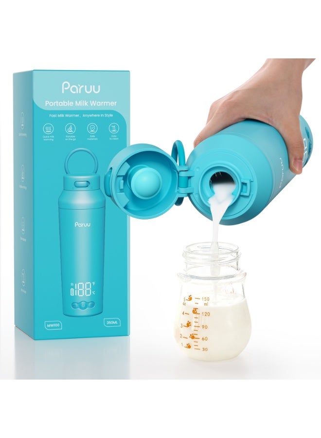Paruu سخان زجاجة محمول للسفر، فم واسع سهل التنظيف، سخان حليب محمول مع تسخين سريع لتغذية الليل، 7 إعدادات حرارة، سعة كبيرة 12 أونصة - Image 1