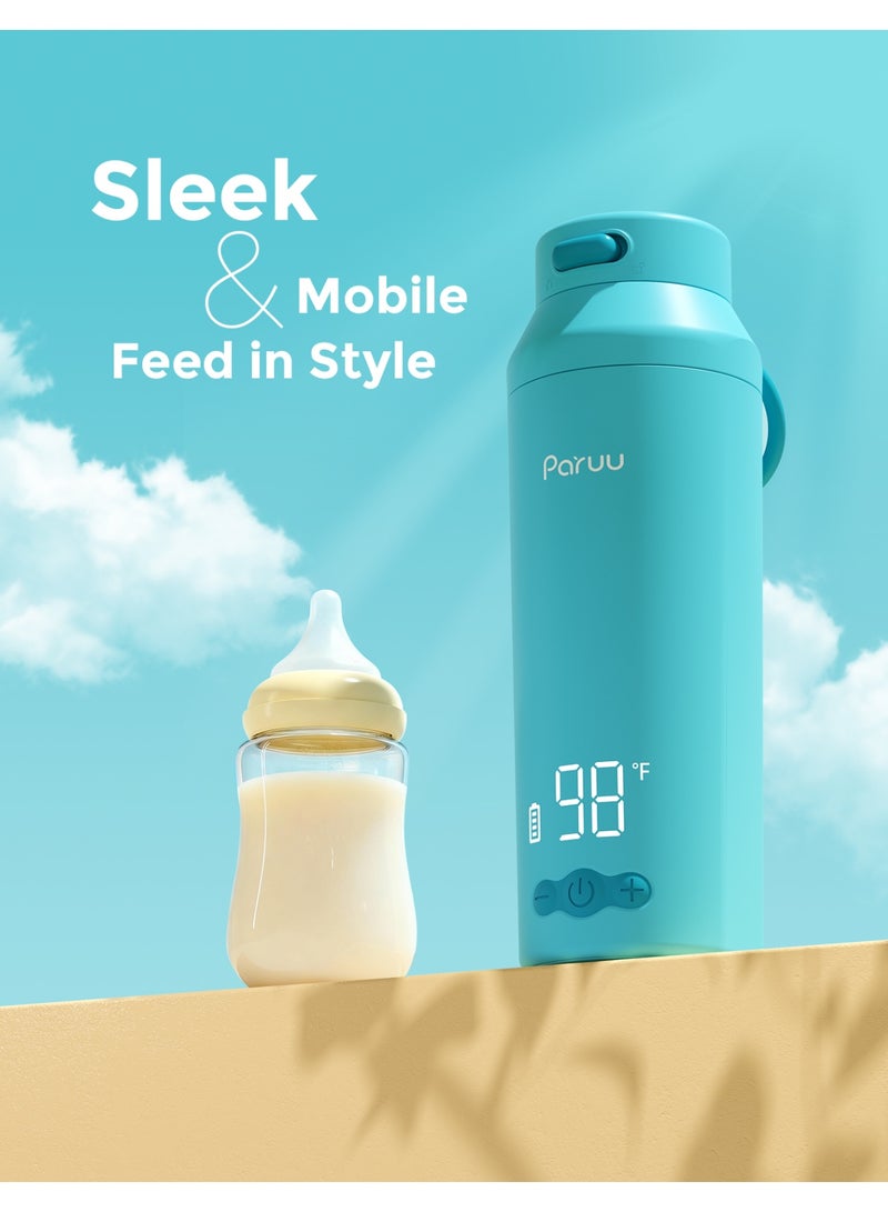 Paruu سخان زجاجة محمول للسفر، فم واسع سهل التنظيف، سخان حليب محمول مع تسخين سريع لتغذية الليل، 7 إعدادات حرارة، سعة كبيرة 12 أونصة - Image 3