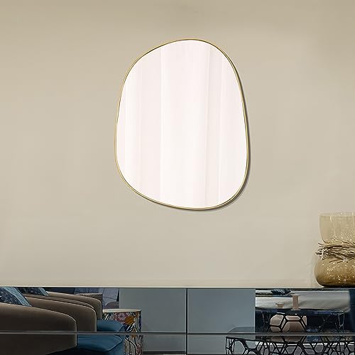 ELEHUME Asymmetrical Mirror for Wall Decor 17.5"*22.5", Modern Gold Framed Wall Mirror for Living Room Bathroom Bedroom Entryway ELE-STOU-0066Gold - Image 4