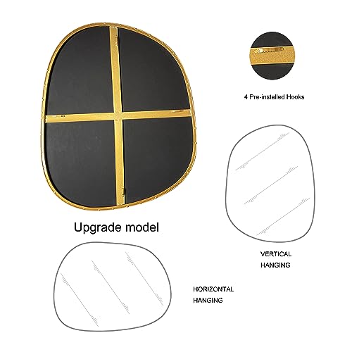 ELEHUME Asymmetrical Mirror for Wall Decor 17.5"*22.5", Modern Gold Framed Wall Mirror for Living Room Bathroom Bedroom Entryway ELE-STOU-0066Gold - Image 2