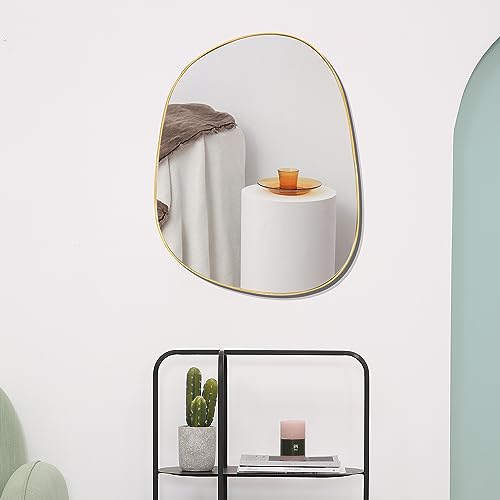 ELEHUME Asymmetrical Mirror for Wall Decor 17.5"*22.5", Modern Gold Framed Wall Mirror for Living Room Bathroom Bedroom Entryway ELE-STOU-0066Gold - Image 1