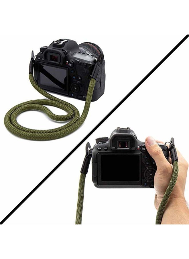 Eorefo Camera Strap Vintage 100cm Nylon Climbing Rope Camera Neck Shoulder Strap for Micro Single and DSLR Camera.(Army Green) - Image 3