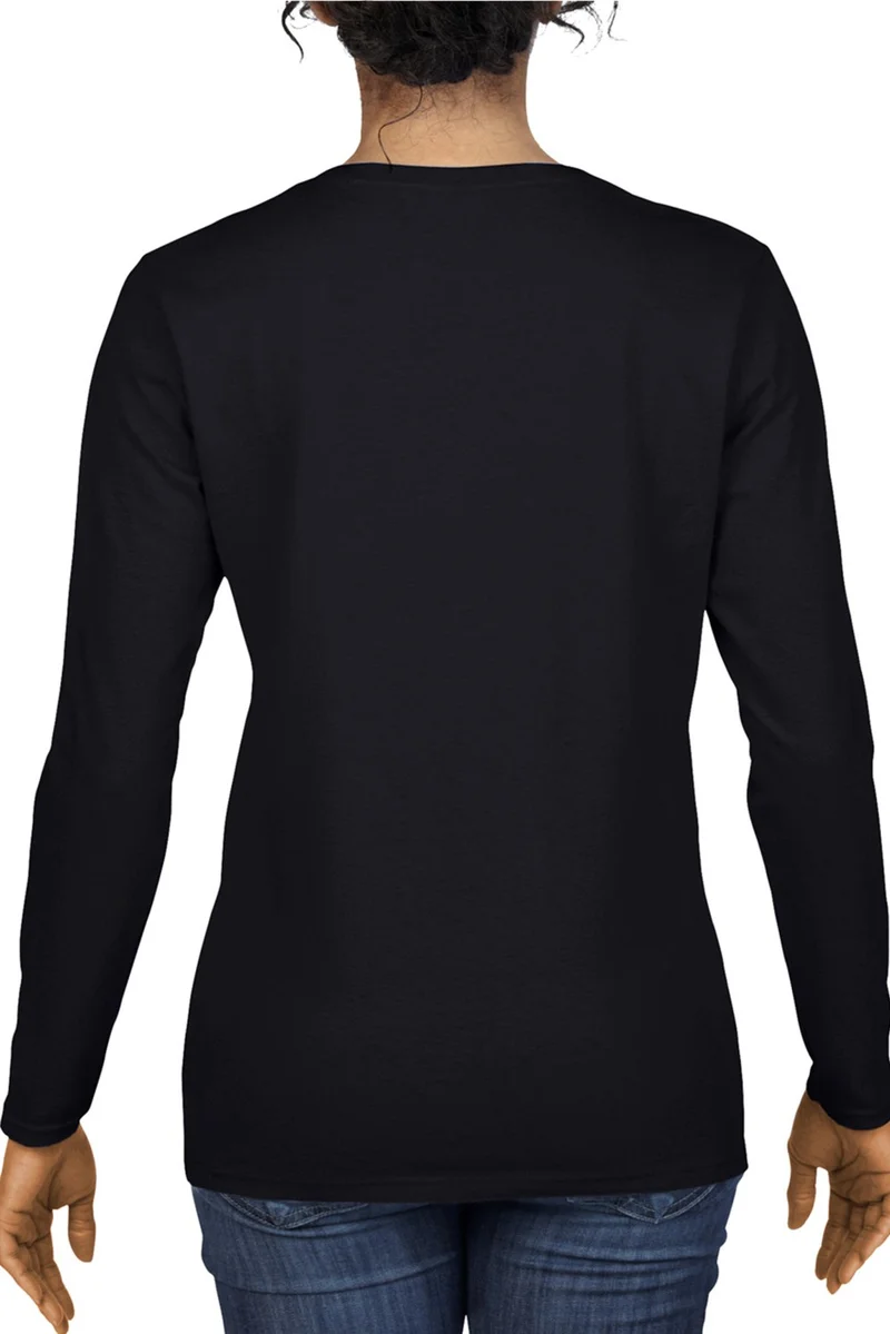 روك اند رول Tattoo Skull Crew Neck Black Long Sleeve Combed Cotton Women's T-Shirt