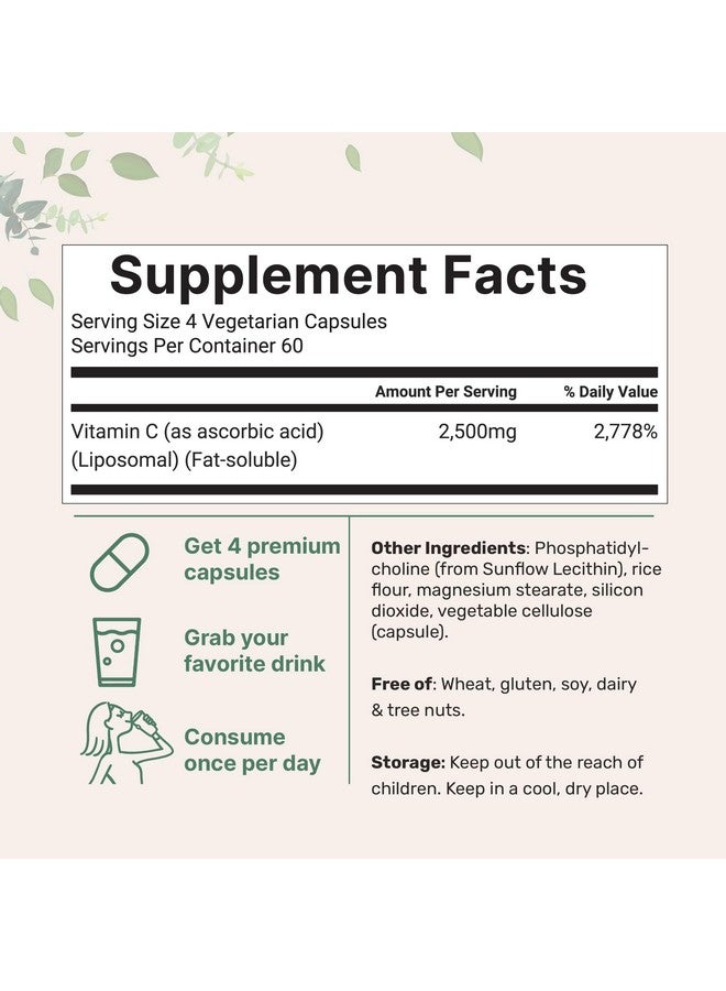 Micro Ingredients Liposomal Vitamin C 2,500mg, 240 Veggie Capsules | Highly Bioavailable Fat Soluble Form | Immune Support & Antioxidant Supplement | Liposomal Delivery for Superior Absorption | Non-GMO, Gluten Free - Image 2