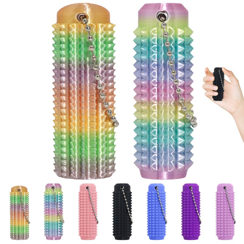 XNJAMG Little Ouchies Fidget ToysPain Stim Fidget Toy Reduce Stress for AdultsAnxiety Relief Pain StimSpiky Fidget Keychain for Anxiety and Stress ReductionNovelty Gifts for Friends2PCSRainbow - Image 2