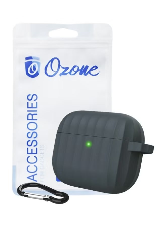Ozone Protective Cover Case For AirPods 3/Pro With Hook Keychain Ring Dark Grey