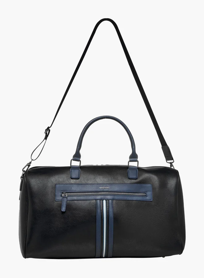 DUCHINI Solid Duffle Bag with Detachable Strap and Zip Closure