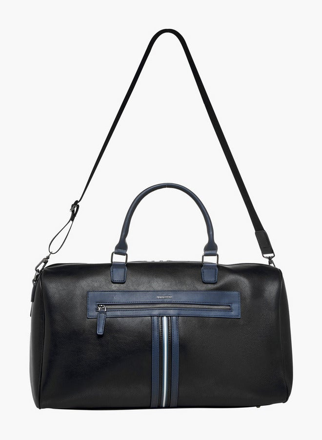 DUCHINI Solid Duffle Bag with Detachable Strap and Zip Closure - Image 2