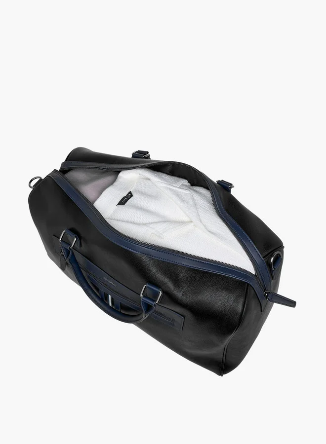 DUCHINI Solid Duffle Bag with Detachable Strap and Zip Closure