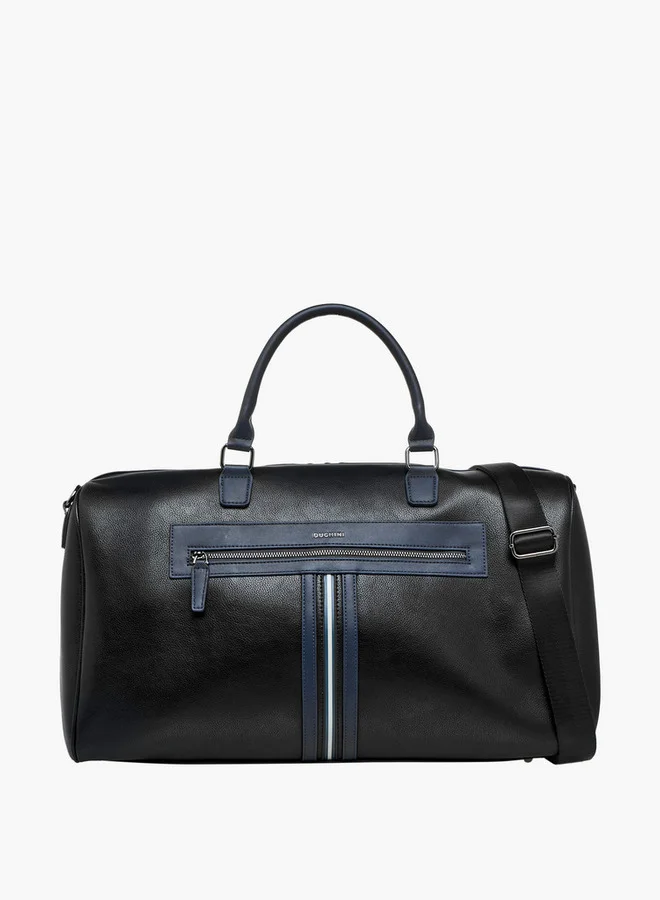 Solid Duffle Bag with Detachable Strap and Zip Closure