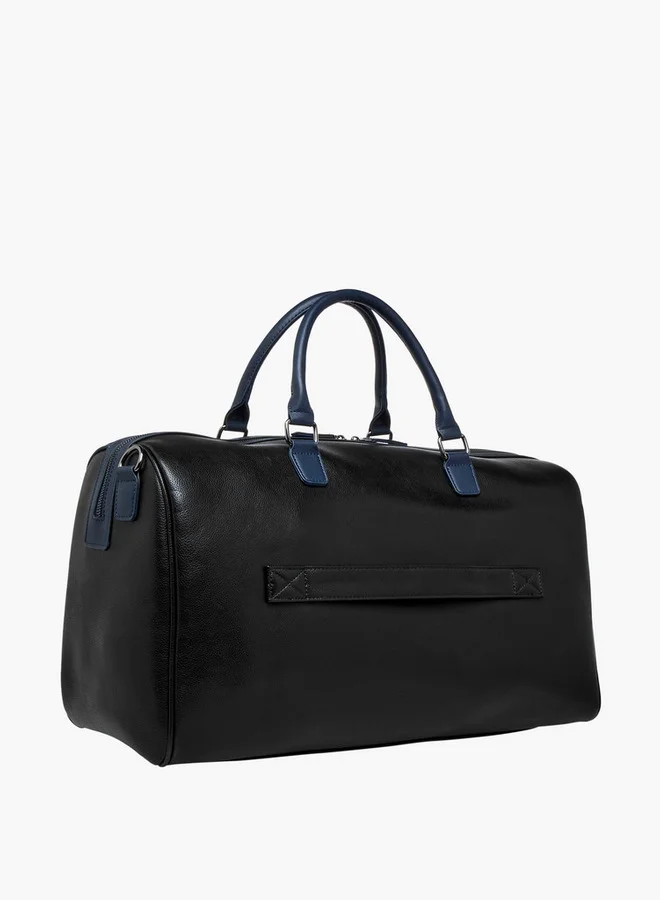 DUCHINI Solid Duffle Bag with Detachable Strap and Zip Closure