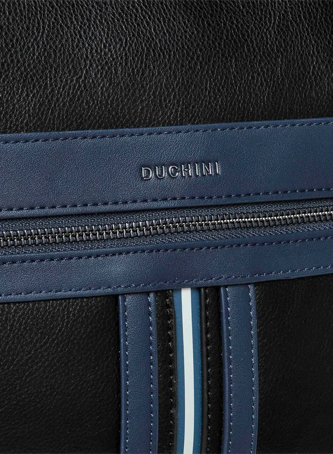 DUCHINI Solid Duffle Bag with Detachable Strap and Zip Closure