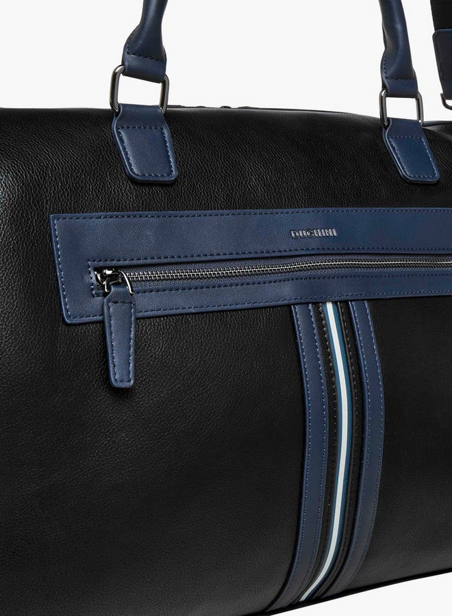 DUCHINI Solid Duffle Bag with Detachable Strap and Zip Closure - Image 4