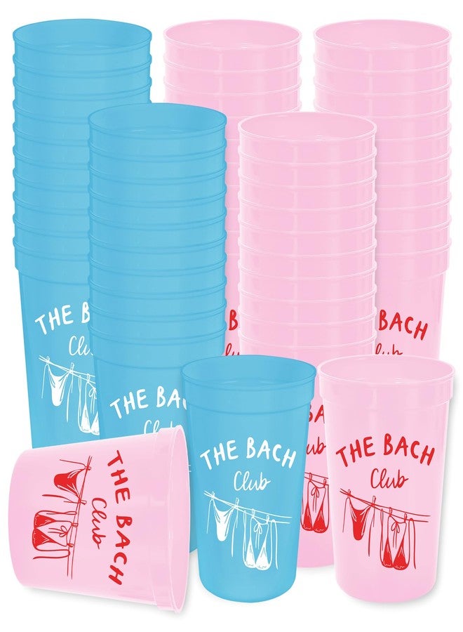 Whaline 36 Pcs Bachelorette Party Plastic Cups Pink Blue The Bach Club Bikini 16 Oz Disposable Drinking Cup for Summer Girls Weekend Bridal Shower Party Supplies - Image 1