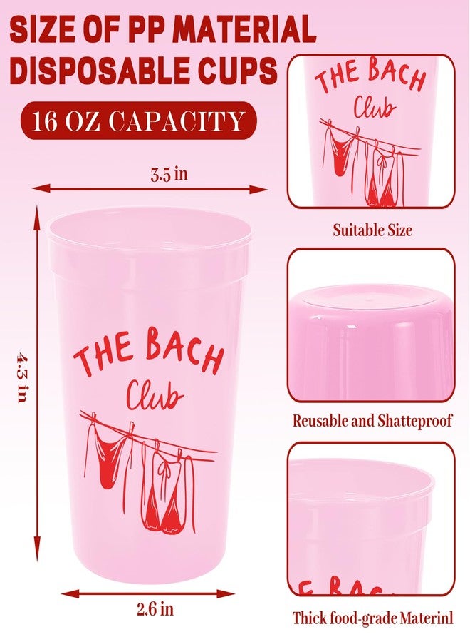 Whaline 36 Pcs Bachelorette Party Plastic Cups Pink Blue The Bach Club Bikini 16 Oz Disposable Drinking Cup for Summer Girls Weekend Bridal Shower Party Supplies - Image 2