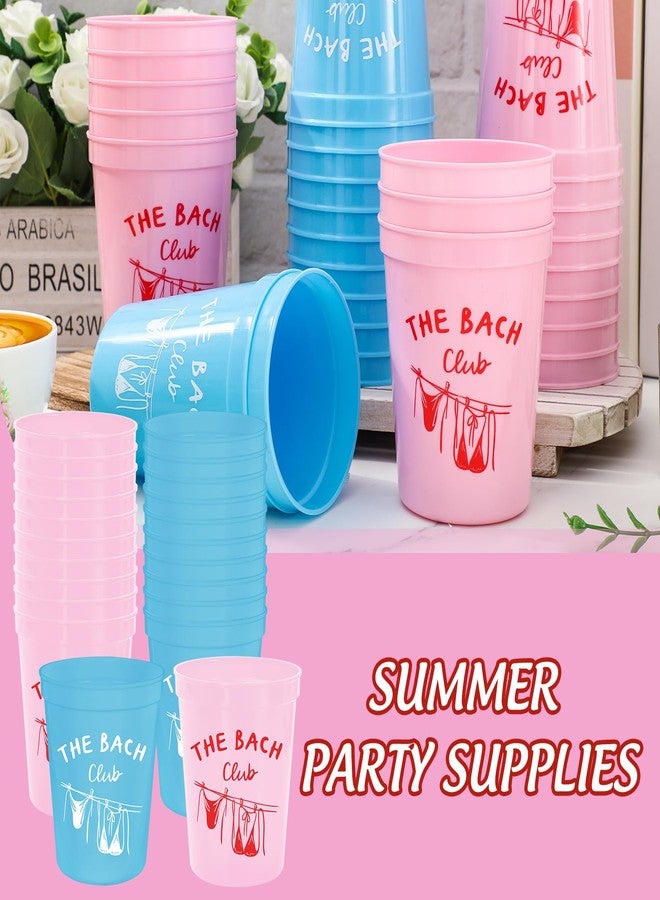 Whaline 36 Pcs Bachelorette Party Plastic Cups Pink Blue The Bach Club Bikini 16 Oz Disposable Drinking Cup for Summer Girls Weekend Bridal Shower Party Supplies - Image 3