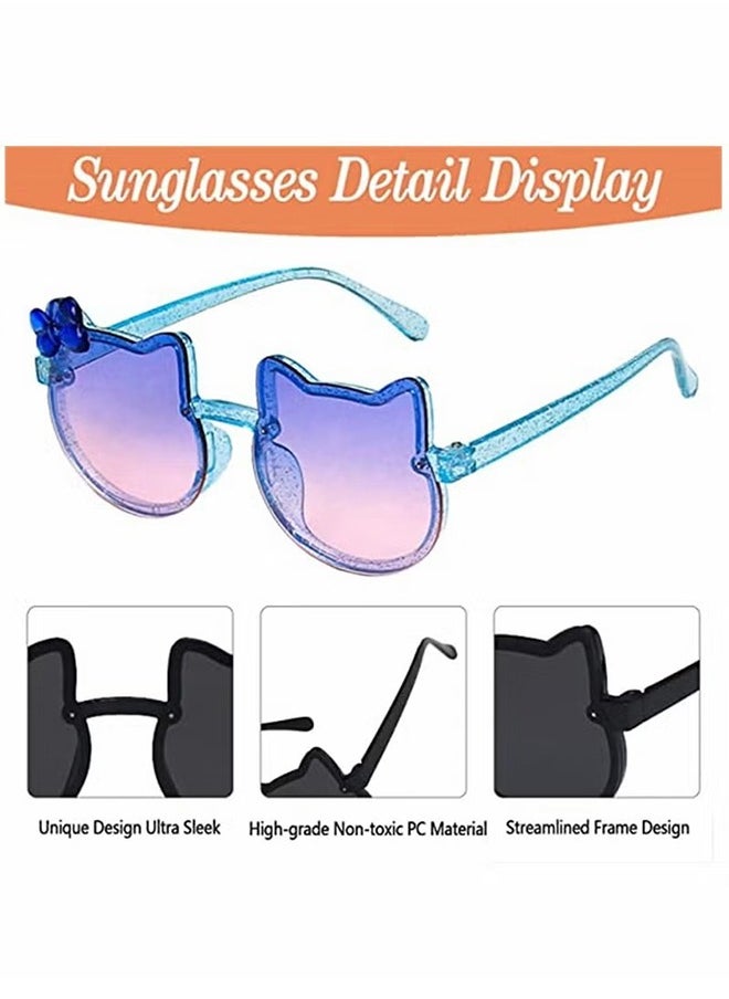HS Kids Sunglasses 2 Pieces Lovely Cat Shaped Child Sunglasses Polarized Sunglasses Neon Sunglasses UV Protection for Kids Boys Girls of 3-10 Years Old Birthday Party Beach Pool Supplies  - Image 4