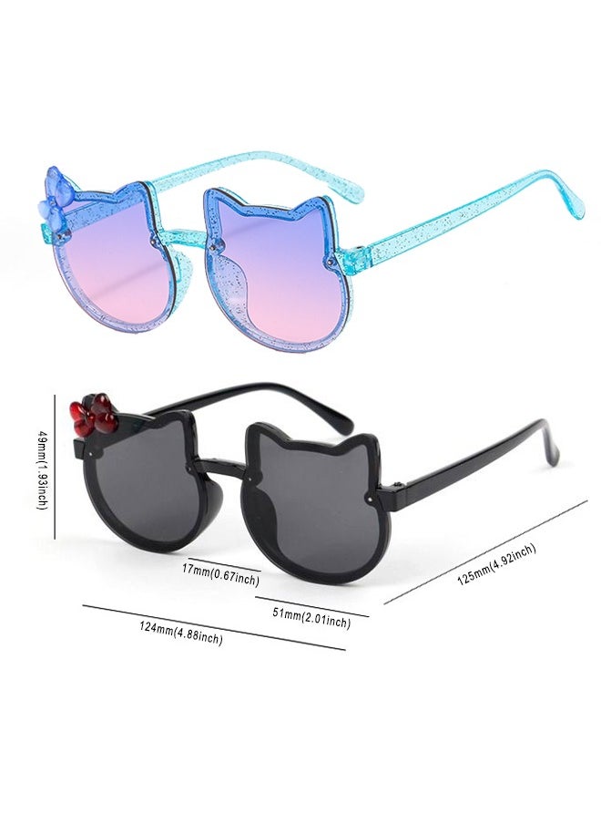 HS Kids Sunglasses 2 Pieces Lovely Cat Shaped Child Sunglasses Polarized Sunglasses Neon Sunglasses UV Protection for Kids Boys Girls of 3-10 Years Old Birthday Party Beach Pool Supplies  - Image 5