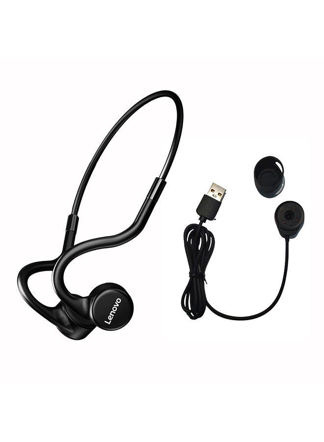 Lenovo X5 True Bone Conduction Earphone, Wireless, BT5.0,IPX8, Real Waterproof, Sweatproof,8GB Storage,Noise Cancellation,Neck Sport Headset, with Mic,Black