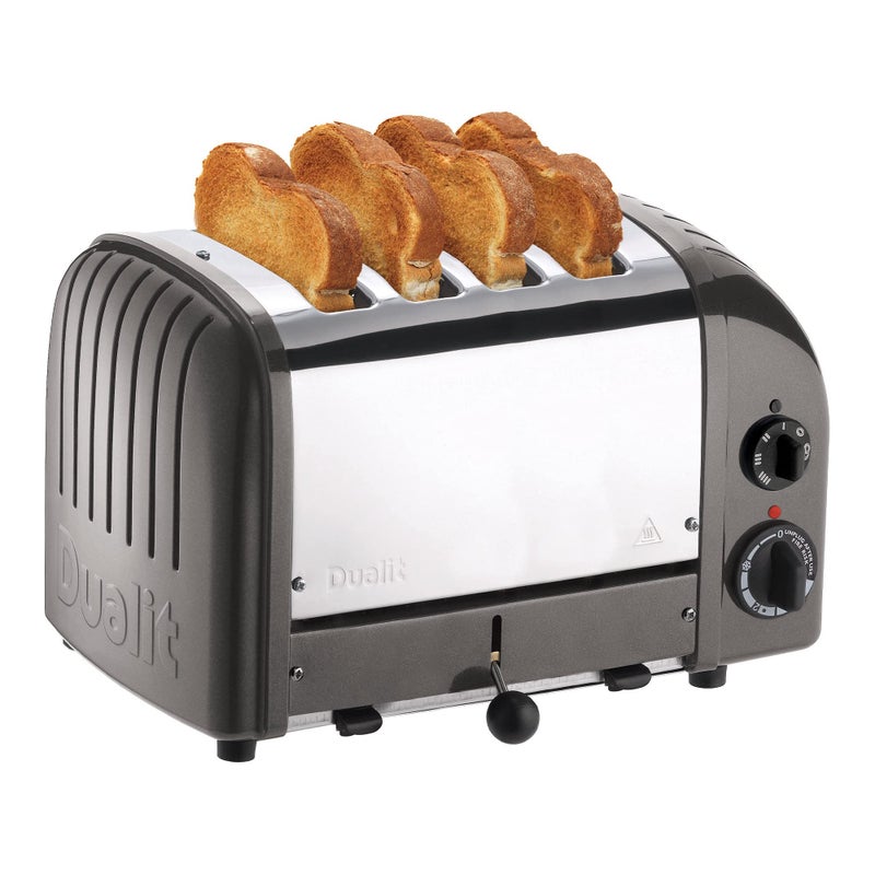 Dualit Dualit Classic 4 Slice NewGen Toaster  Stainless Steel  Hand Built in the UK  Replaceable ProHeat elements  Defrost Bread  Mechanical Timer  Charcoal Classic Toaster 