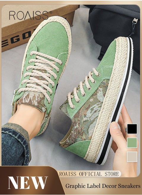Men's Low Top Corduroy Fashion Casual Skate Shoes Stylish Canvas Lace-up Sneakers Colorblock Sneakers