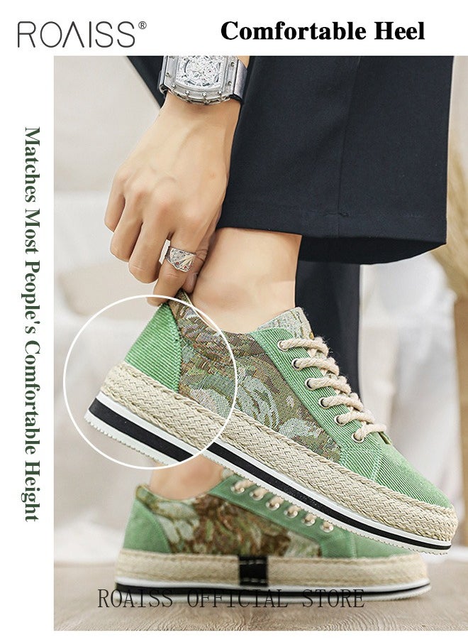 Men's Low Top Corduroy Fashion Casual Skate Shoes Stylish Canvas Lace-up Sneakers Colorblock Sneakers