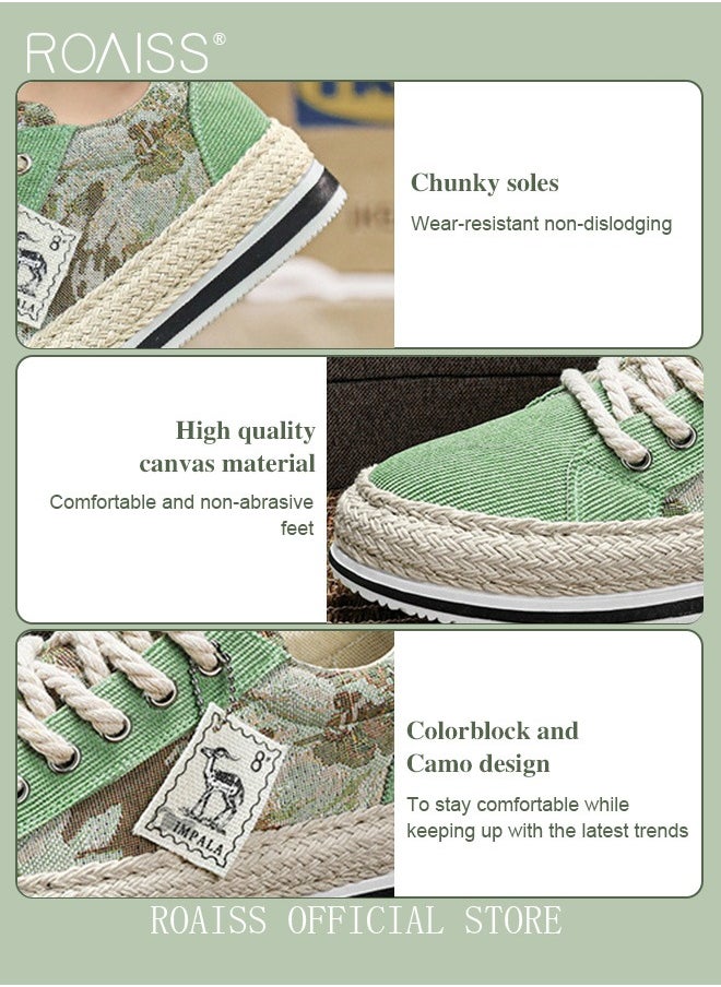 Men's Low Top Corduroy Fashion Casual Skate Shoes Stylish Canvas Lace-up Sneakers Colorblock Sneakers