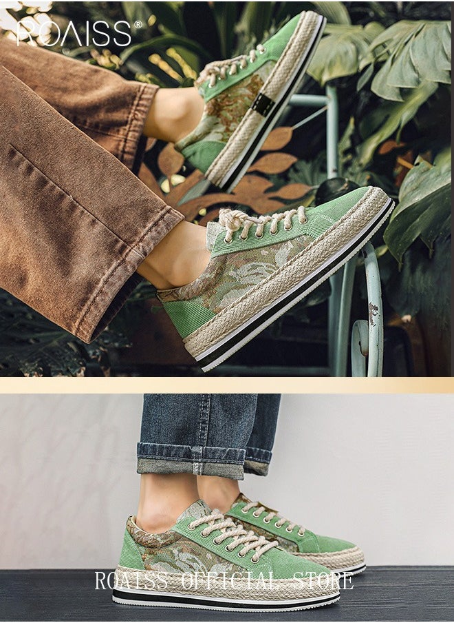 Men's Low Top Corduroy Fashion Casual Skate Shoes Stylish Canvas Lace-up Sneakers Colorblock Sneakers